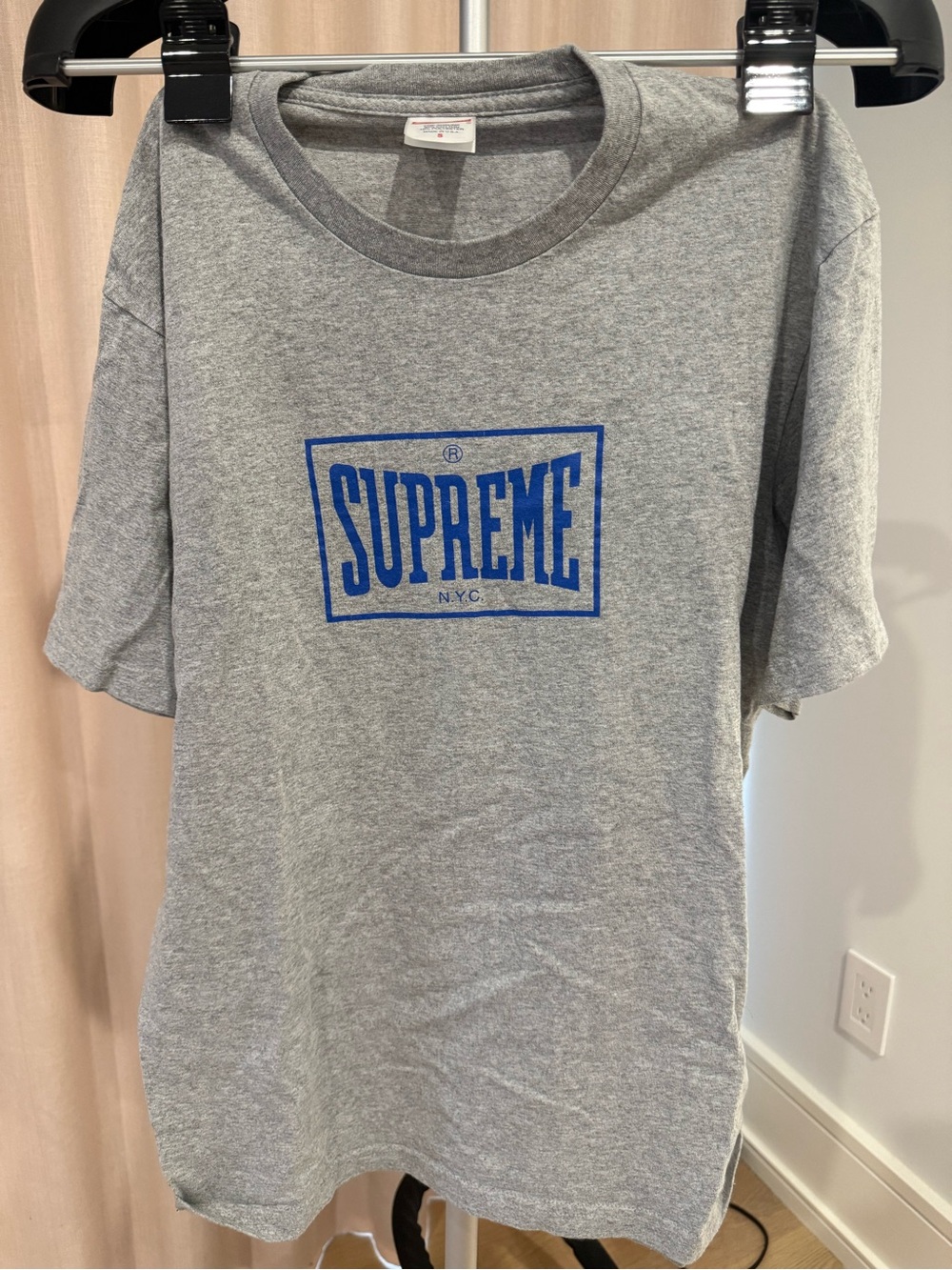 Supreme Gray T-Shirt with Blue Box Logo